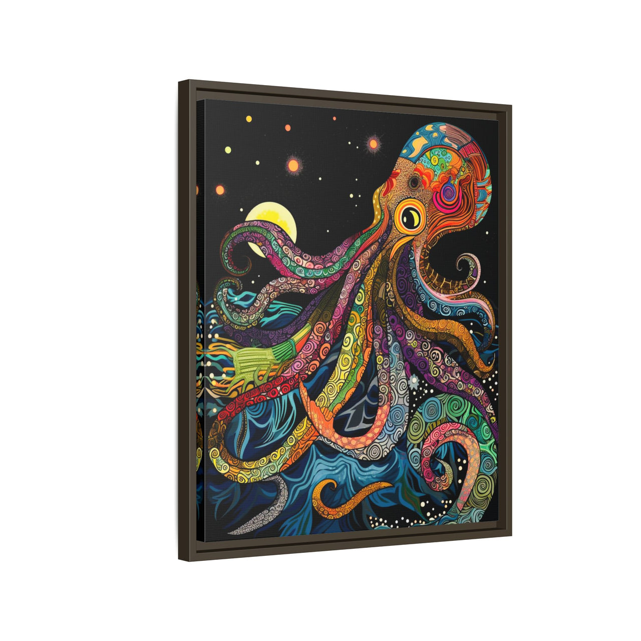 Midnight Depths Octopus Canvas Wall Art with Frame