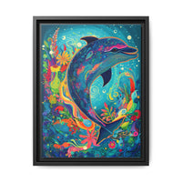 Thumbnail for Ocean Bloom Dolphin Canvas Wall Art with Frame