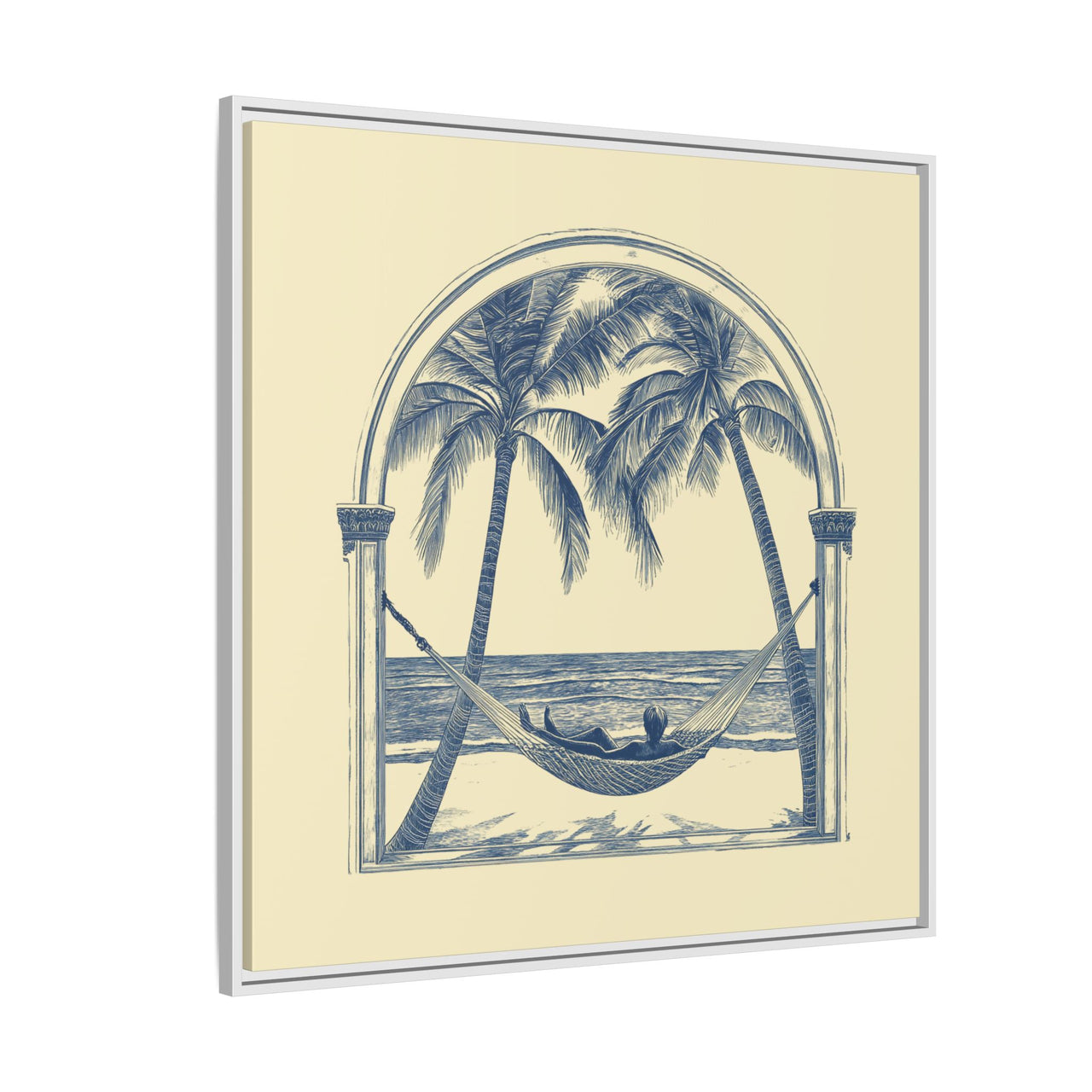 Palm Retreat Hammock Canvas Wall Art with Frame