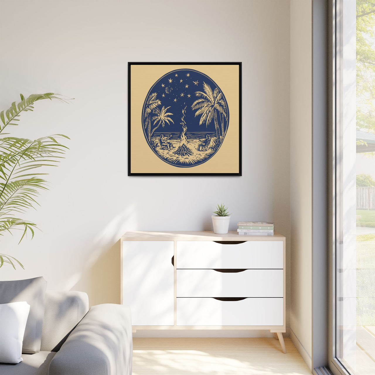 Beachfire Nights Canvas Wall Art with Frame