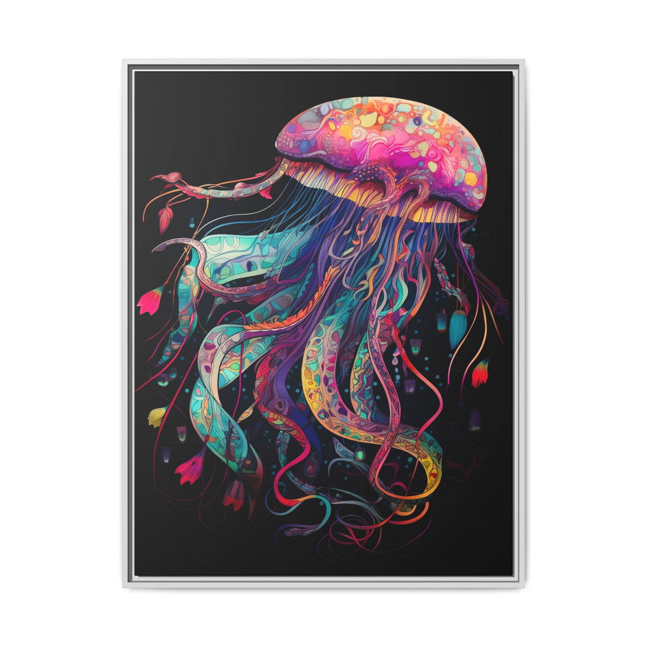Celestial Drifter Jellyfish Canvas Wall Art with Frame
