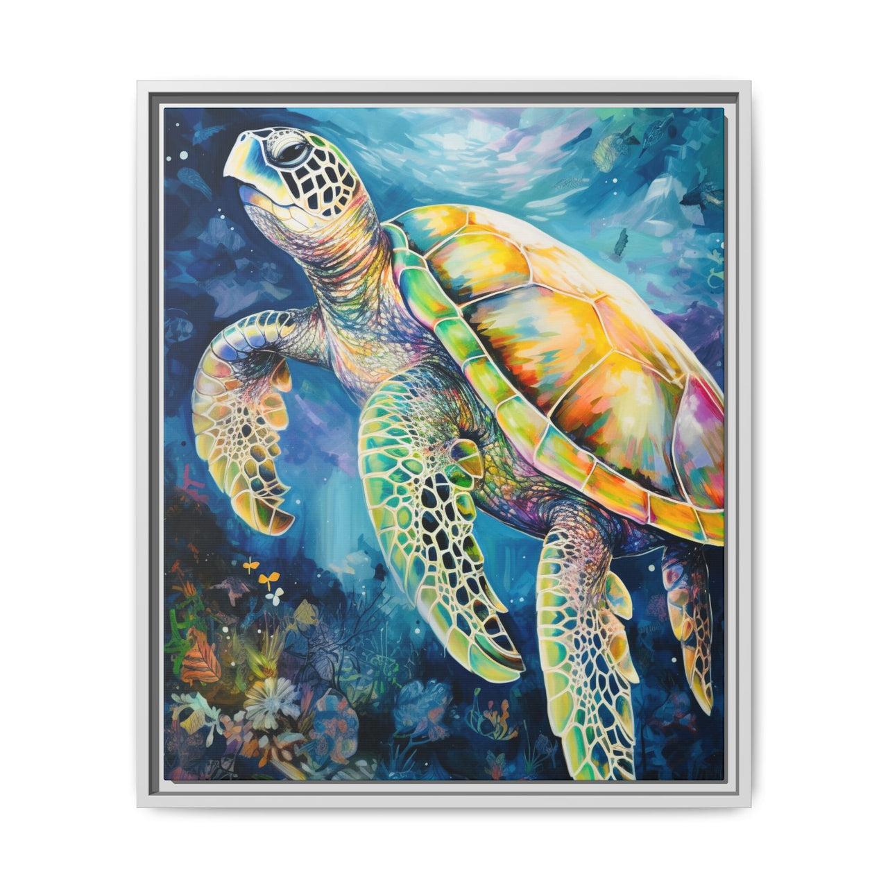 Gliding Turtle Canvas Wall Art with Frame