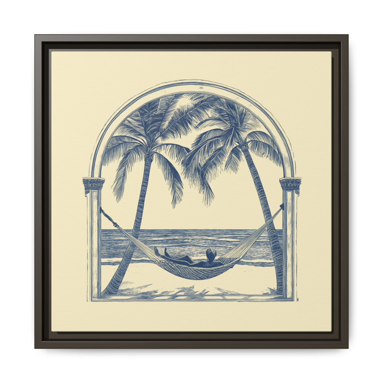 Palm Retreat Hammock Canvas Wall Art with Frame