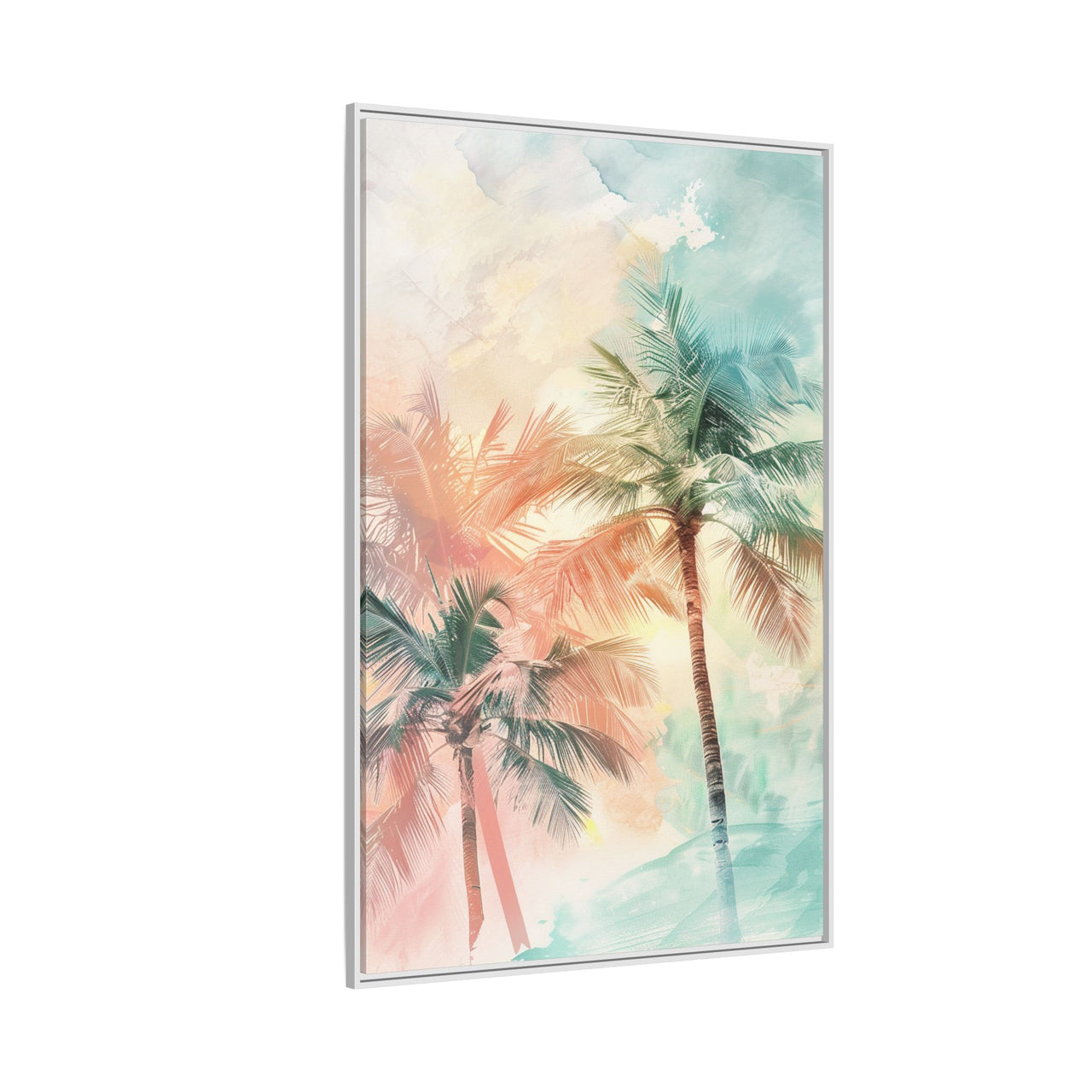 Palm Glow Canvas Wall Art with Frame