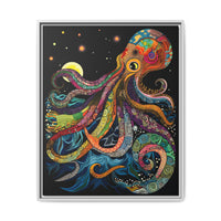 Thumbnail for Midnight Depths Octopus Canvas Wall Art with Frame
