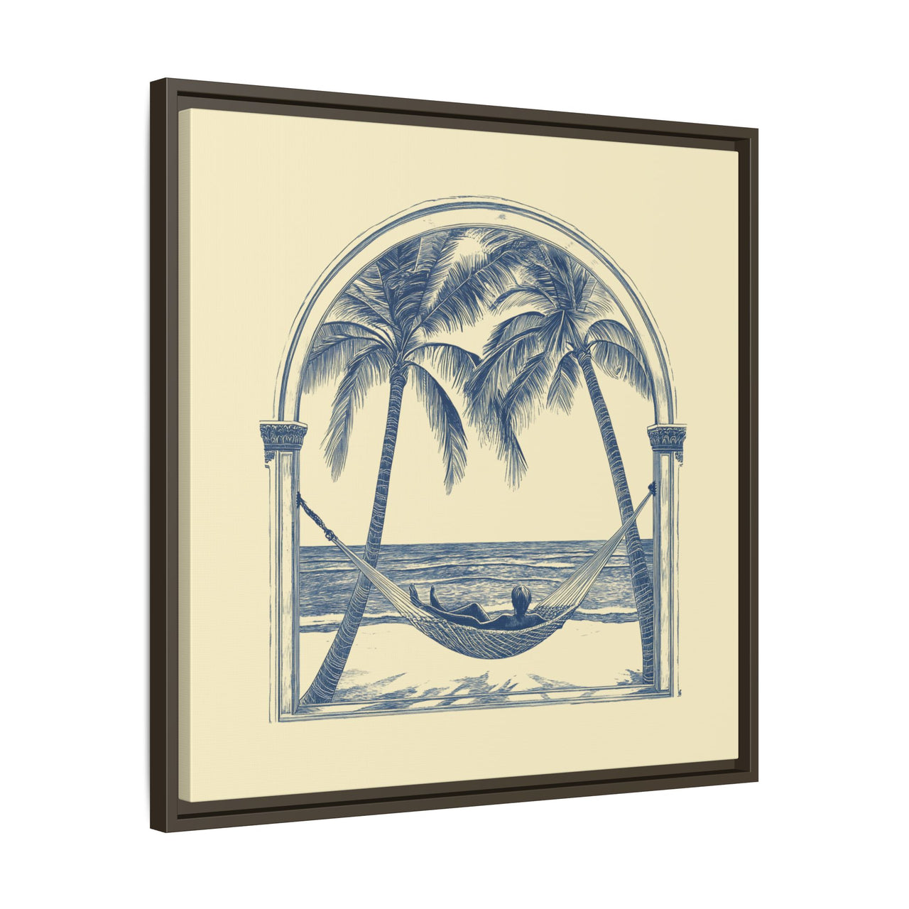 Palm Retreat Hammock Canvas Wall Art with Frame