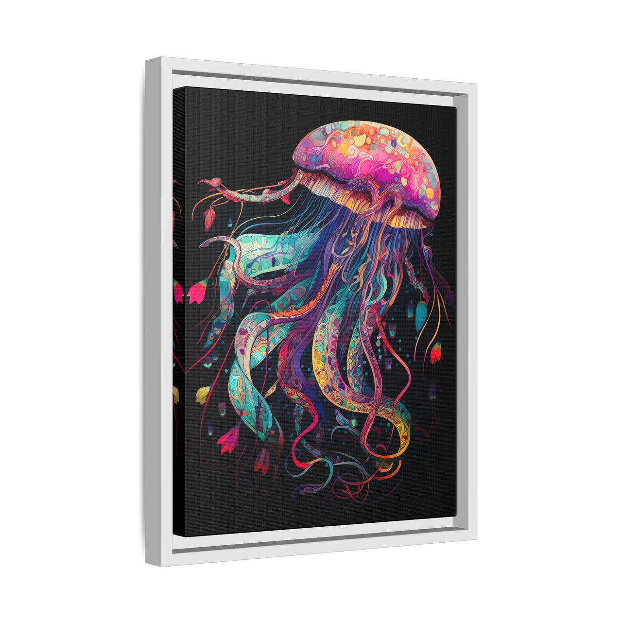 Celestial Drifter Jellyfish Canvas Wall Art with Frame