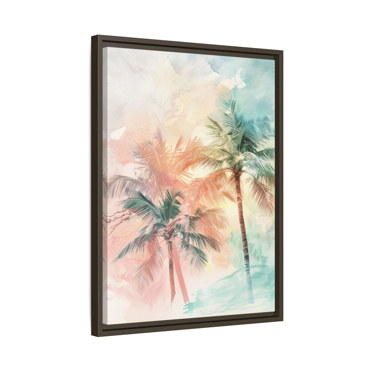 Palm Glow Canvas Wall Art with Frame