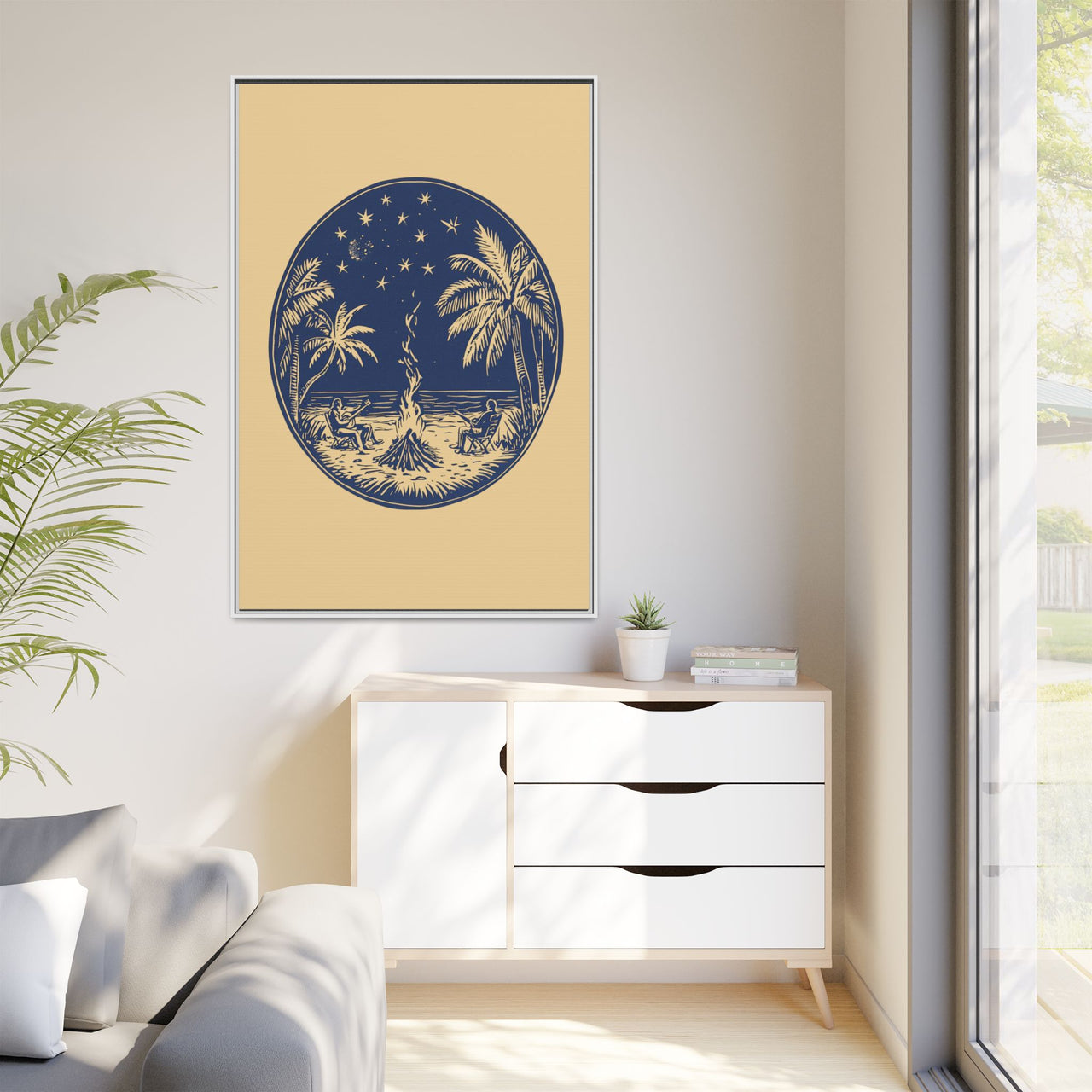 Beachfire Nights Canvas Wall Art with Frame