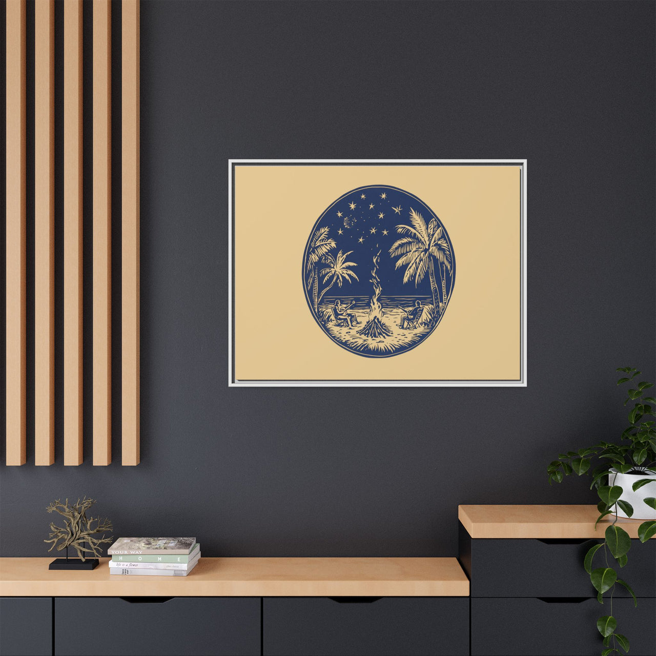 Beachfire Nights Canvas Wall Art with Frame