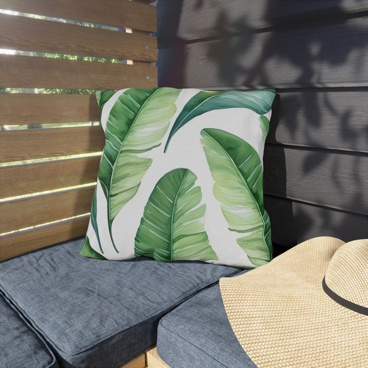 Tropical Banana Leaf Outdoor Throw Pillow