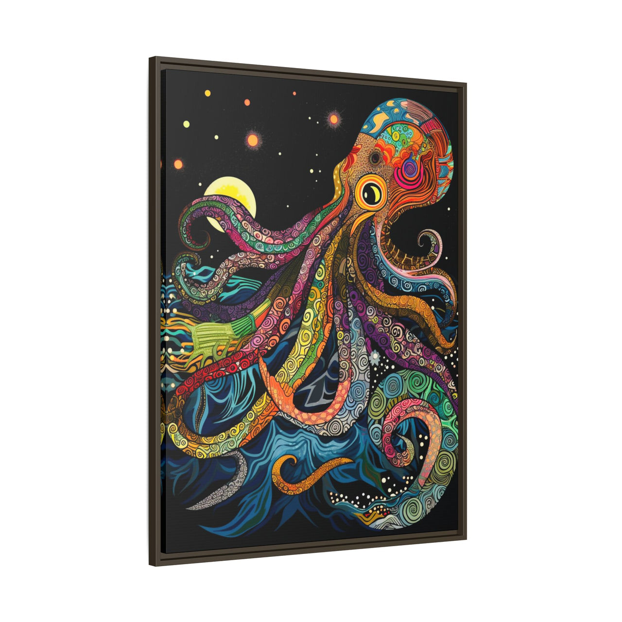 Midnight Depths Octopus Canvas Wall Art with Frame