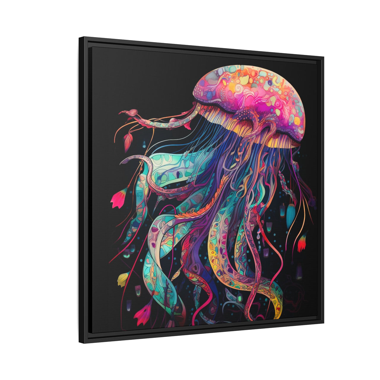 Celestial Drifter Jellyfish Canvas Wall Art with Frame