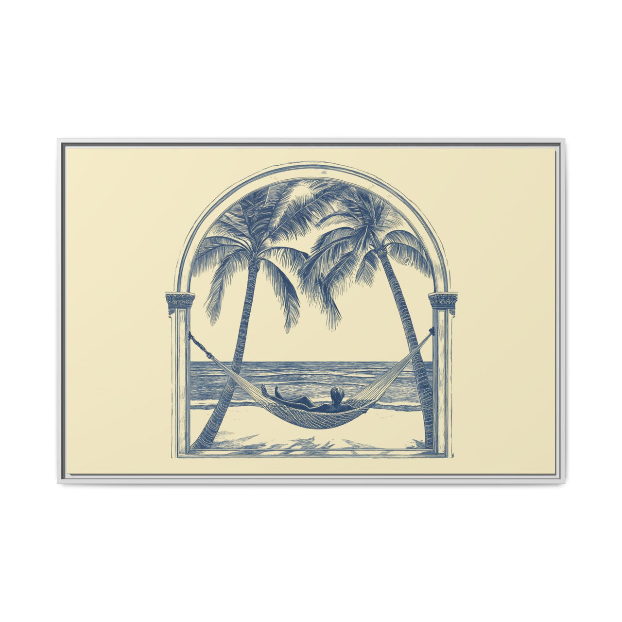 Palm Retreat Hammock Canvas Wall Art with Frame