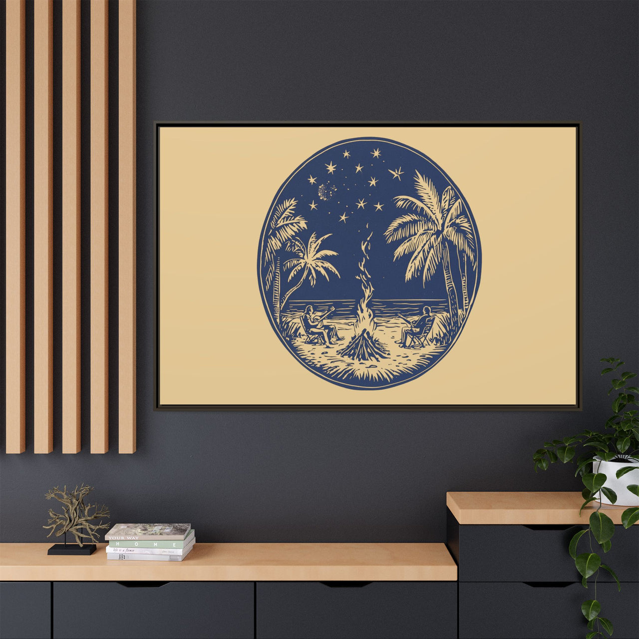 Beachfire Nights Canvas Wall Art with Frame