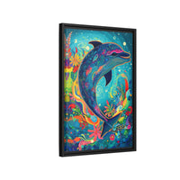 Thumbnail for Ocean Bloom Dolphin Canvas Wall Art with Frame