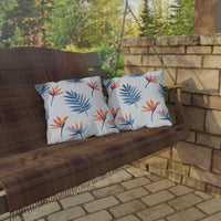 Thumbnail for Wooden porch swing with floral-patterned cushions on a stone patio.