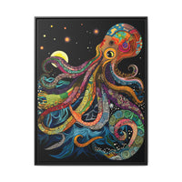 Thumbnail for Midnight Depths Octopus Canvas Wall Art with Frame