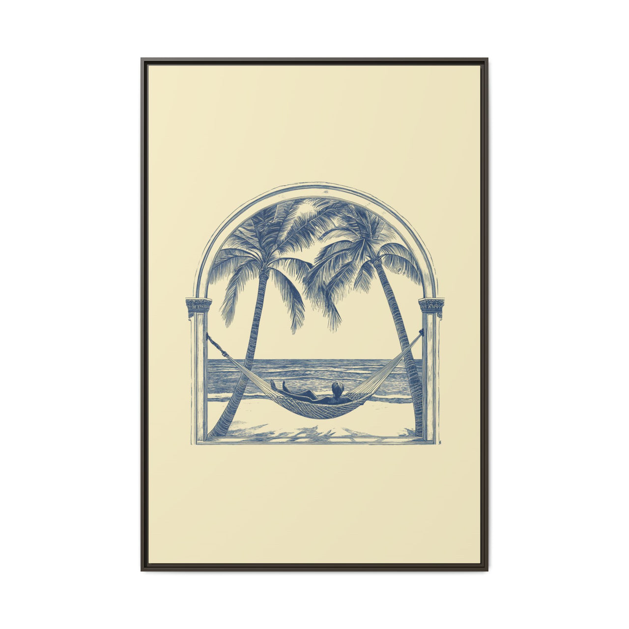Palm Retreat Hammock Canvas Wall Art with Frame