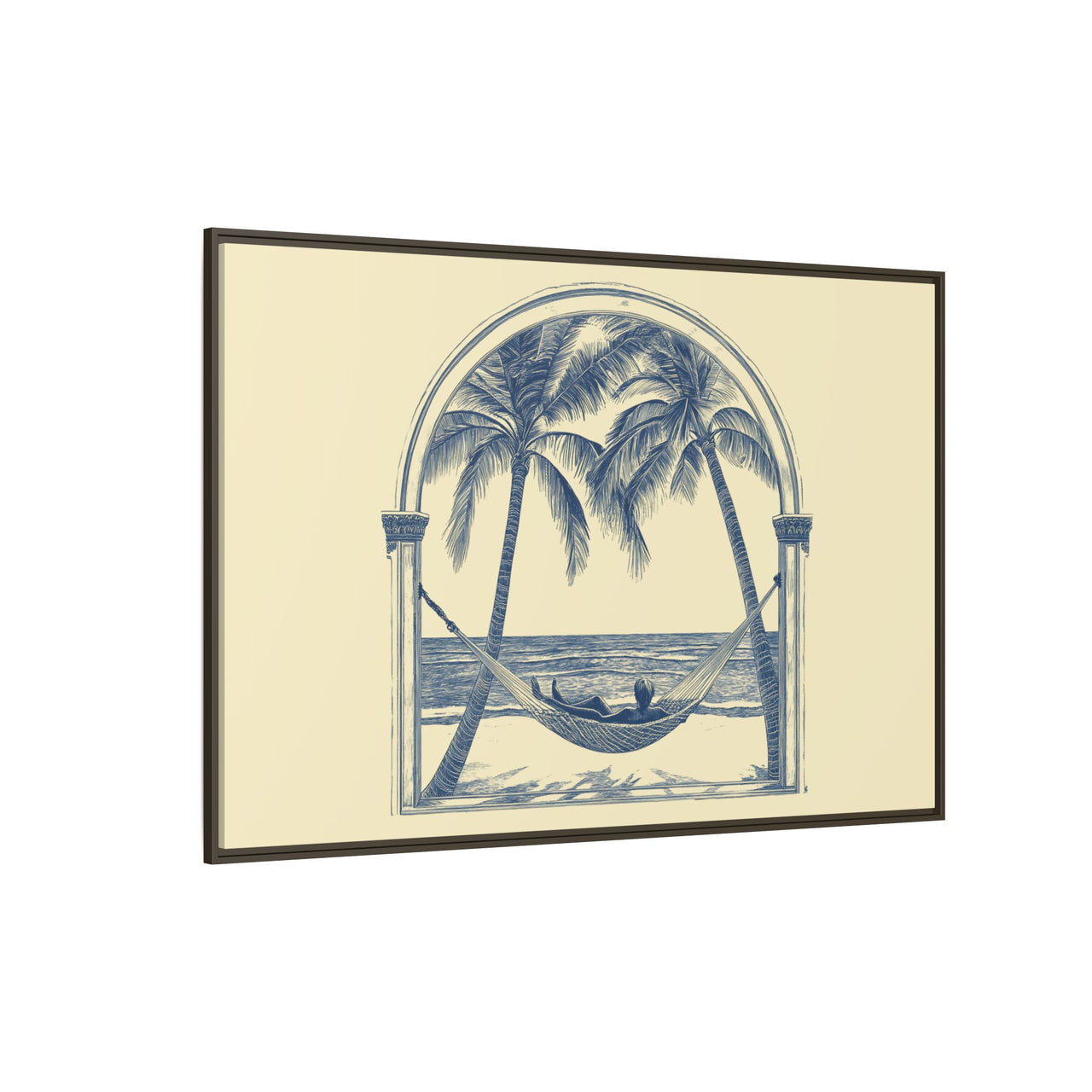 Palm Retreat Hammock Canvas Wall Art with Frame