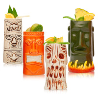 Thumbnail for Hand-Carved and Hand-Painted Tiki Mugs - Assorted Set of 8-1