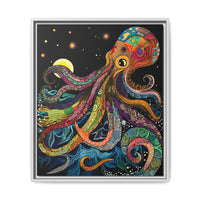 Thumbnail for Midnight Depths Octopus Canvas Wall Art with Frame