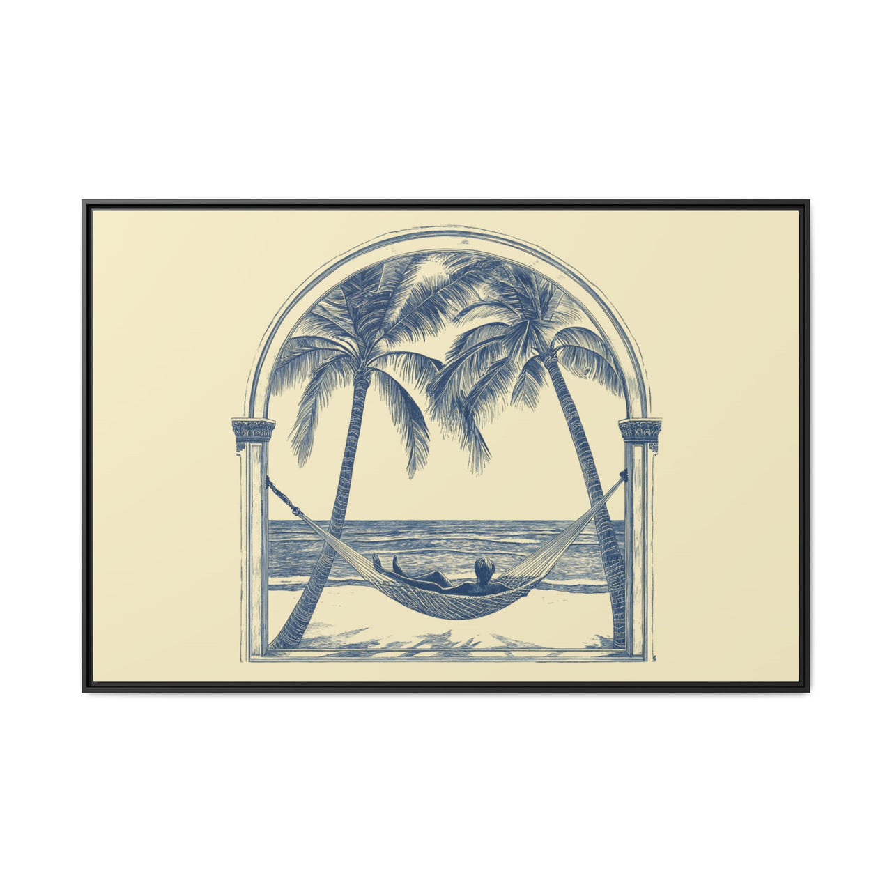 Palm Retreat Hammock Canvas Wall Art with Frame