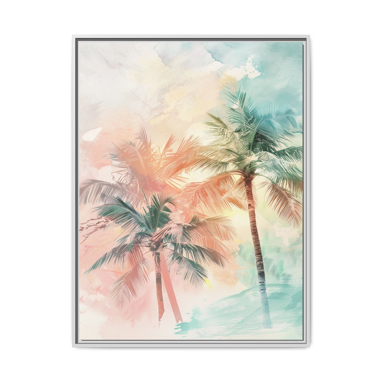 Palm Glow Canvas Wall Art with Frame