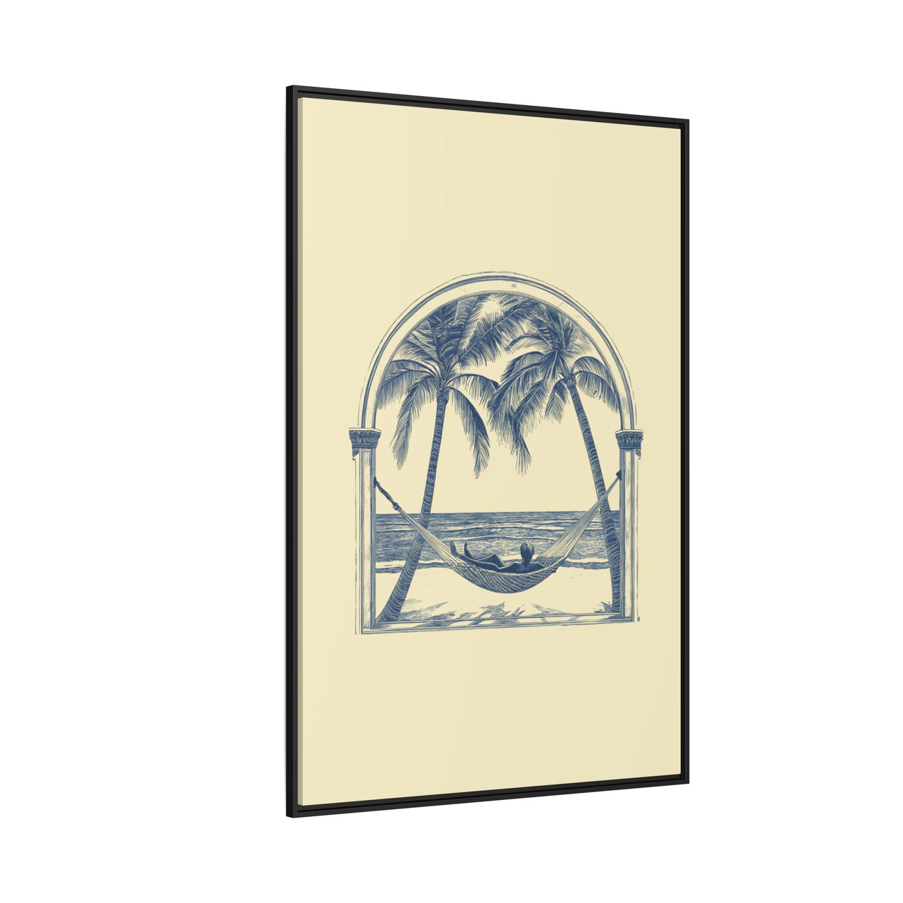 Palm Retreat Hammock Canvas Wall Art with Frame