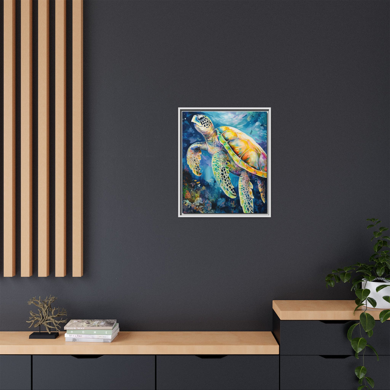 Gliding Turtle Canvas Wall Art with Frame