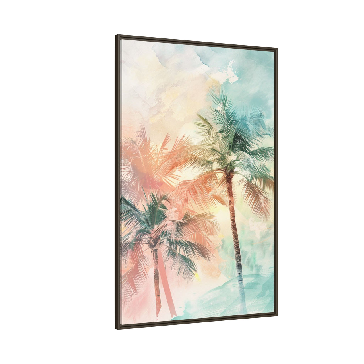 Palm Glow Canvas Wall Art with Frame