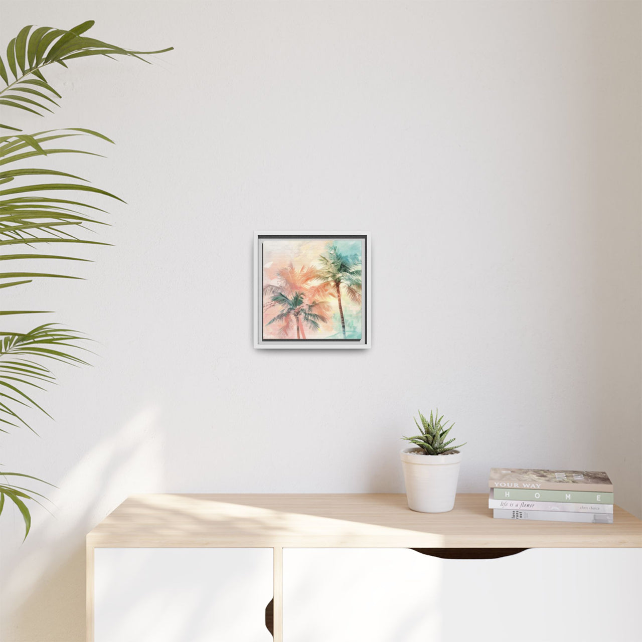 Palm Glow Canvas Wall Art with Frame