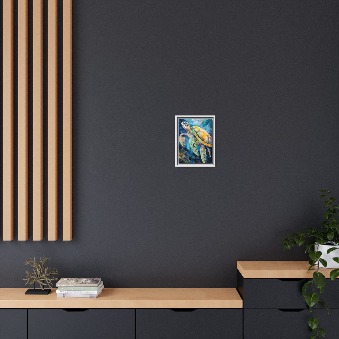 Gliding Turtle Canvas Wall Art with Frame