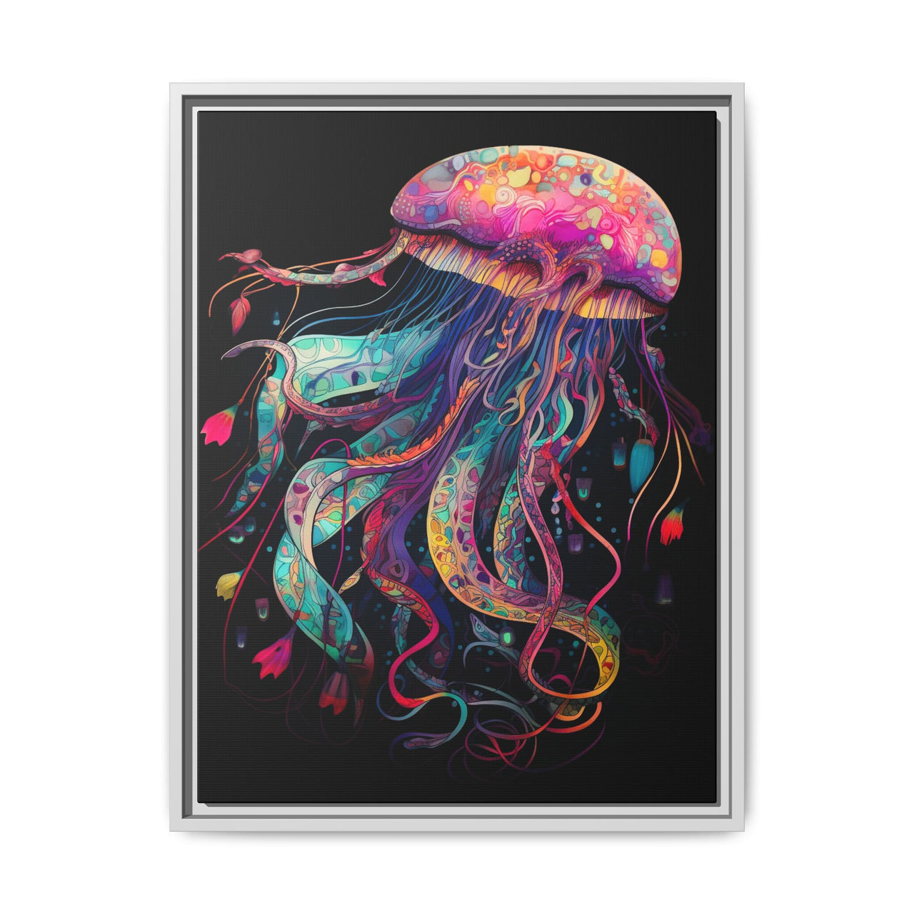 Celestial Drifter Jellyfish Canvas Wall Art with Frame
