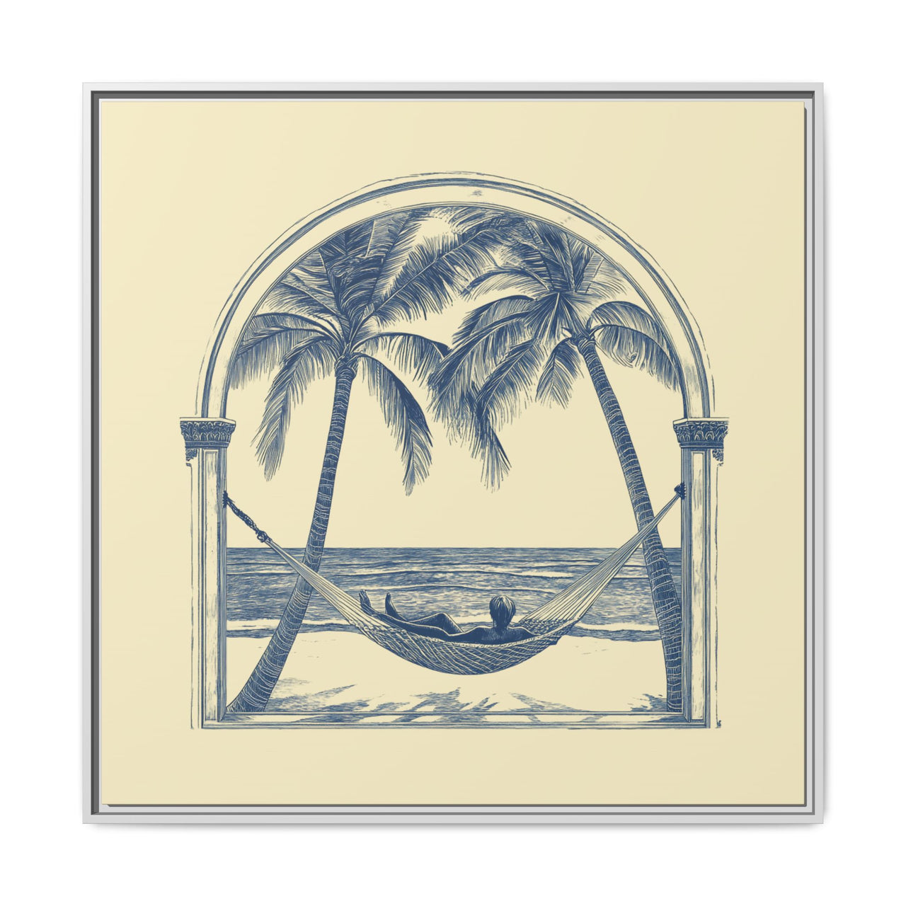 Palm Retreat Hammock Canvas Wall Art with Frame