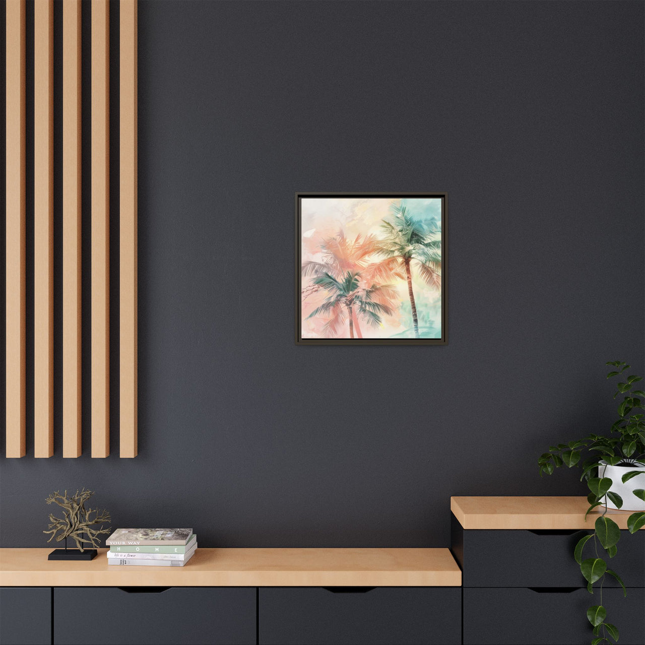 Palm Glow Canvas Wall Art with Frame