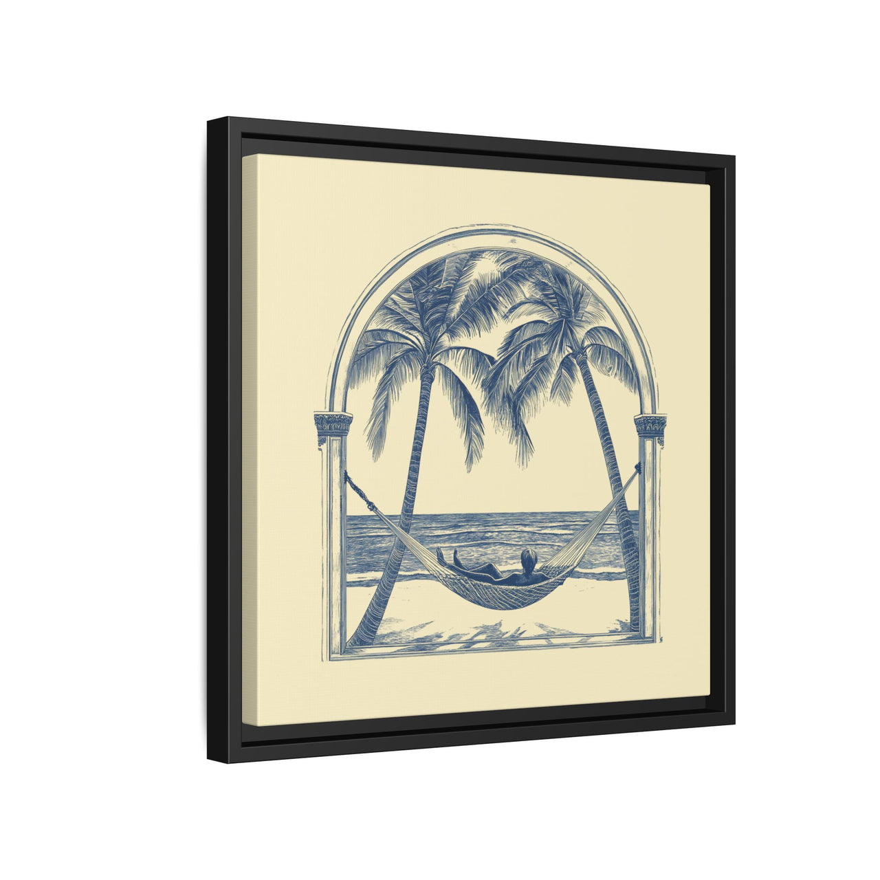 Palm Retreat Hammock Canvas Wall Art with Frame