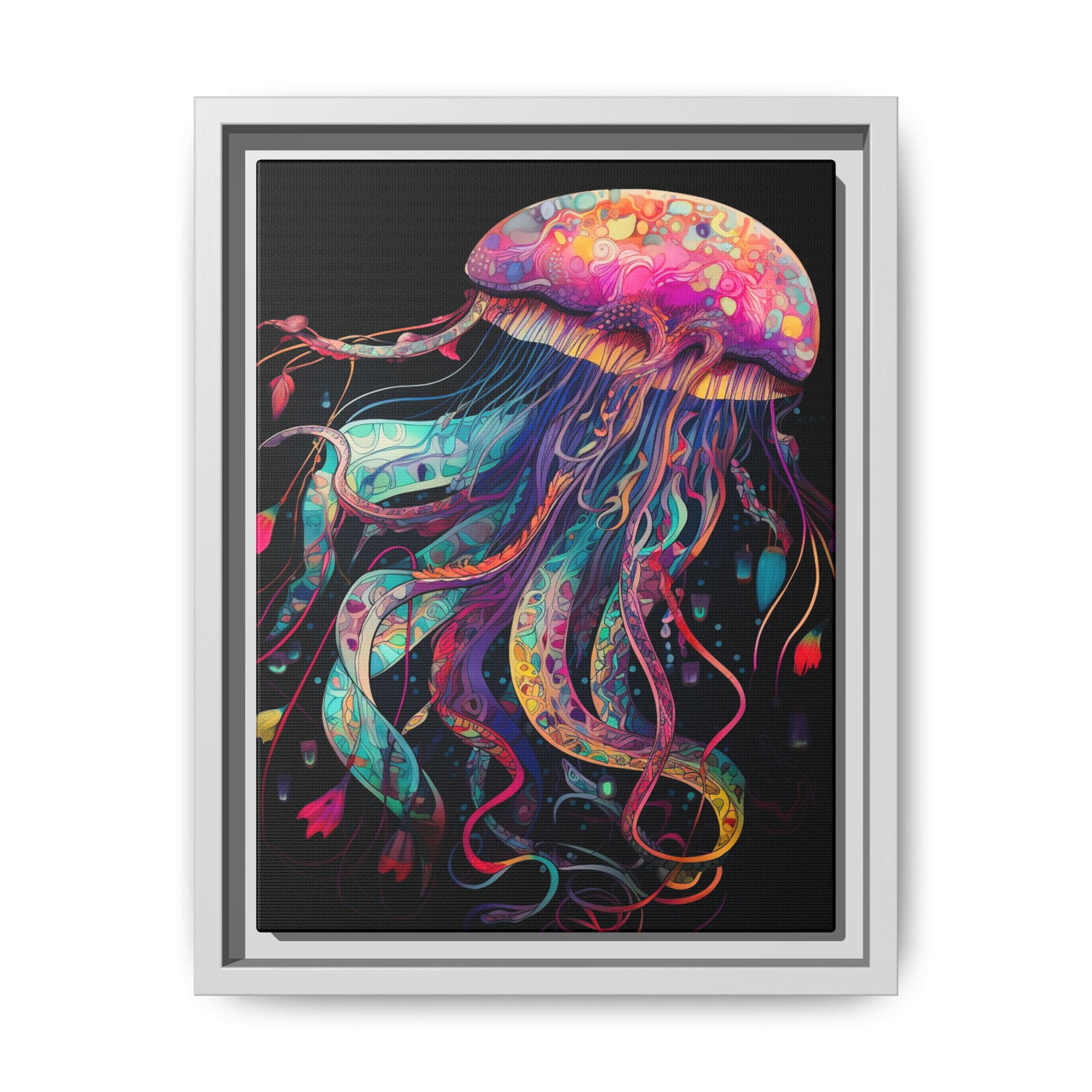 Celestial Drifter Jellyfish Canvas Wall Art with Frame