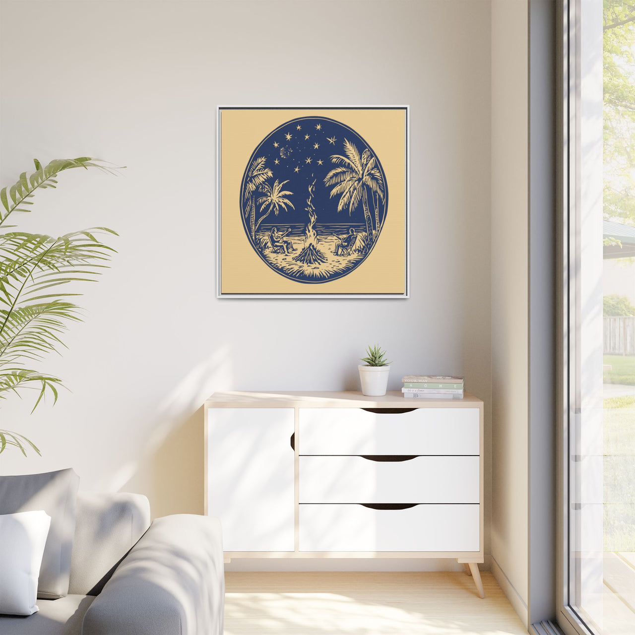 Beachfire Nights Canvas Wall Art with Frame