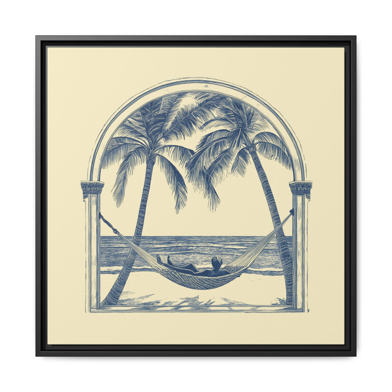 Palm Retreat Hammock Canvas Wall Art with Frame