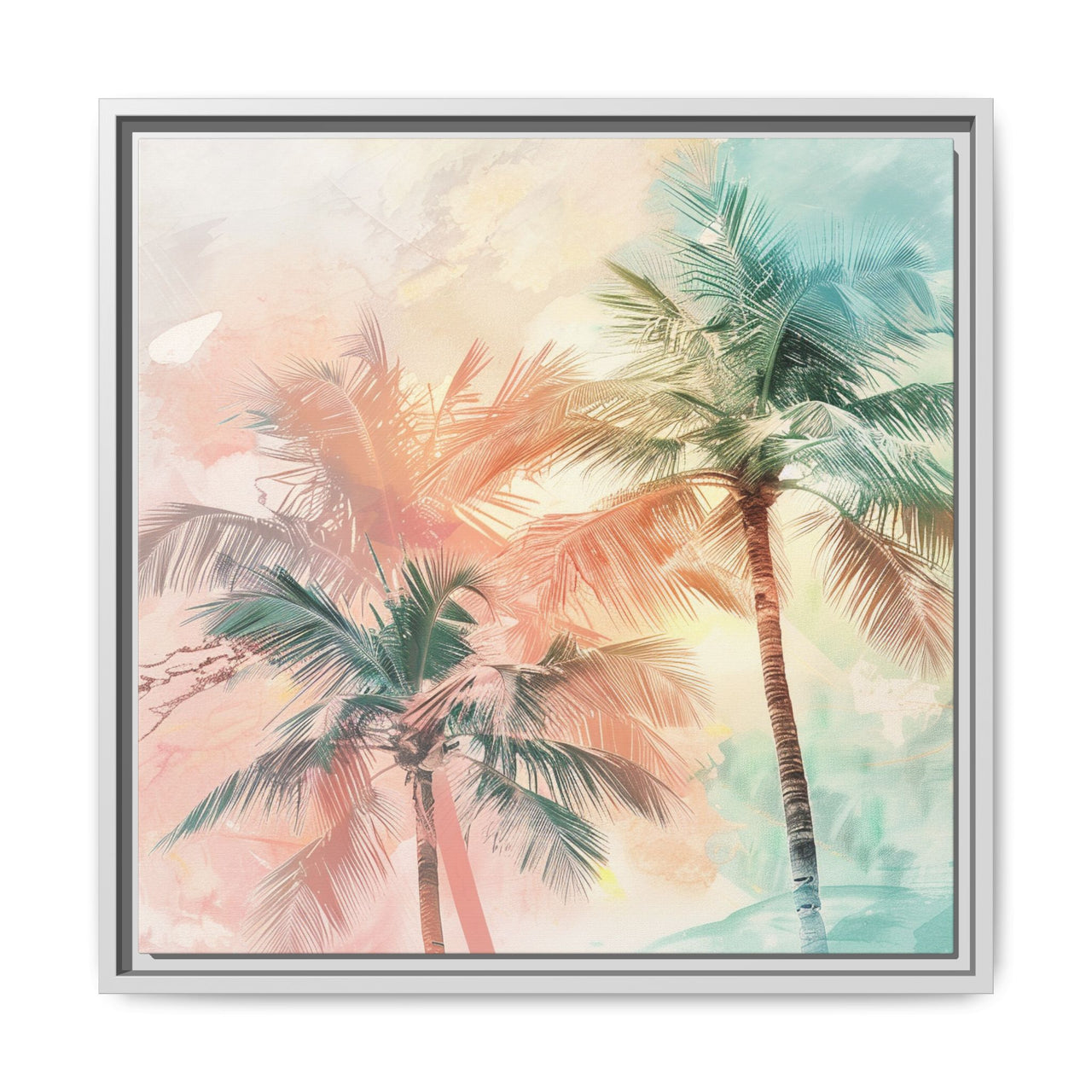 Palm Glow Canvas Wall Art with Frame