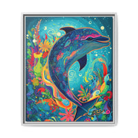 Thumbnail for Ocean Bloom Dolphin Canvas Wall Art with Frame
