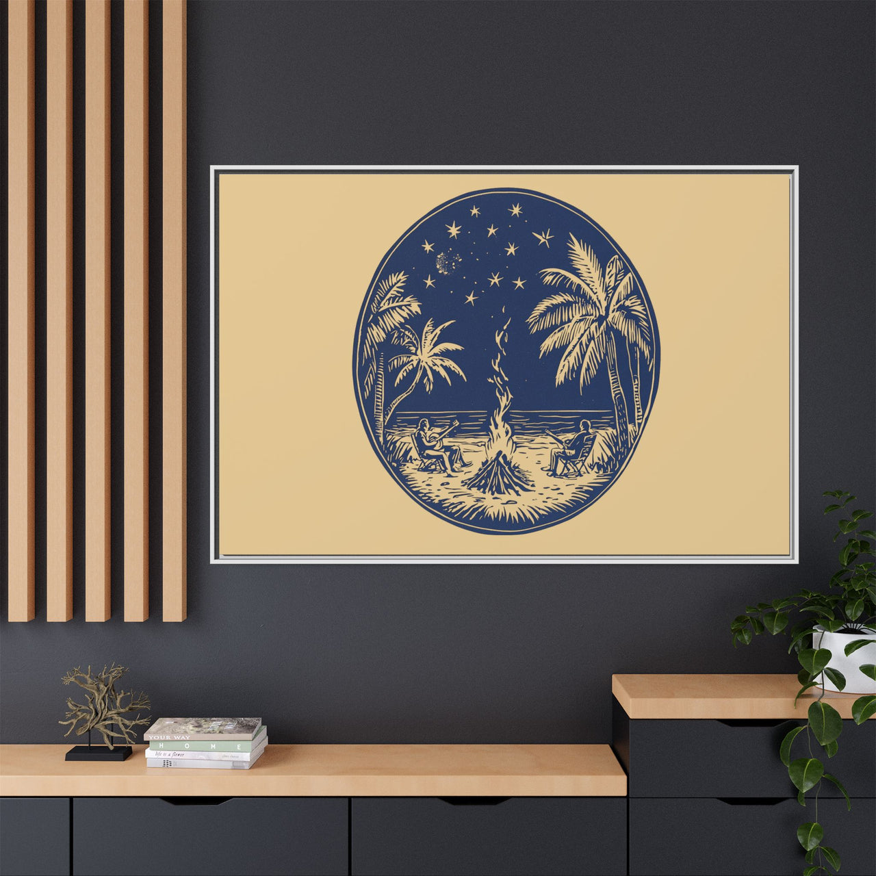 Beachfire Nights Canvas Wall Art with Frame