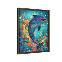 Thumbnail for Ocean Bloom Dolphin Canvas Wall Art with Frame