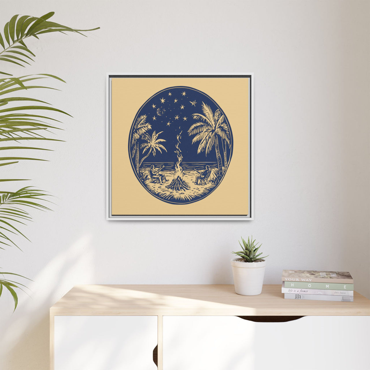 Beachfire Nights Canvas Wall Art with Frame