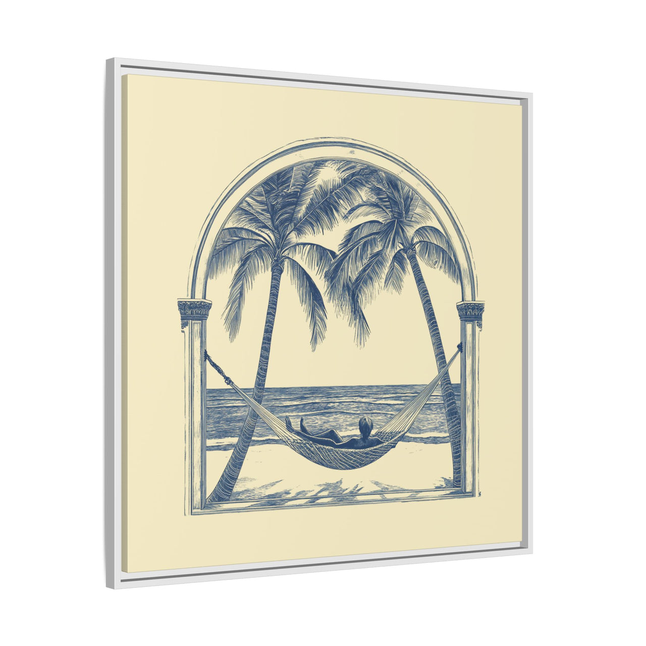 Palm Retreat Hammock Canvas Wall Art with Frame