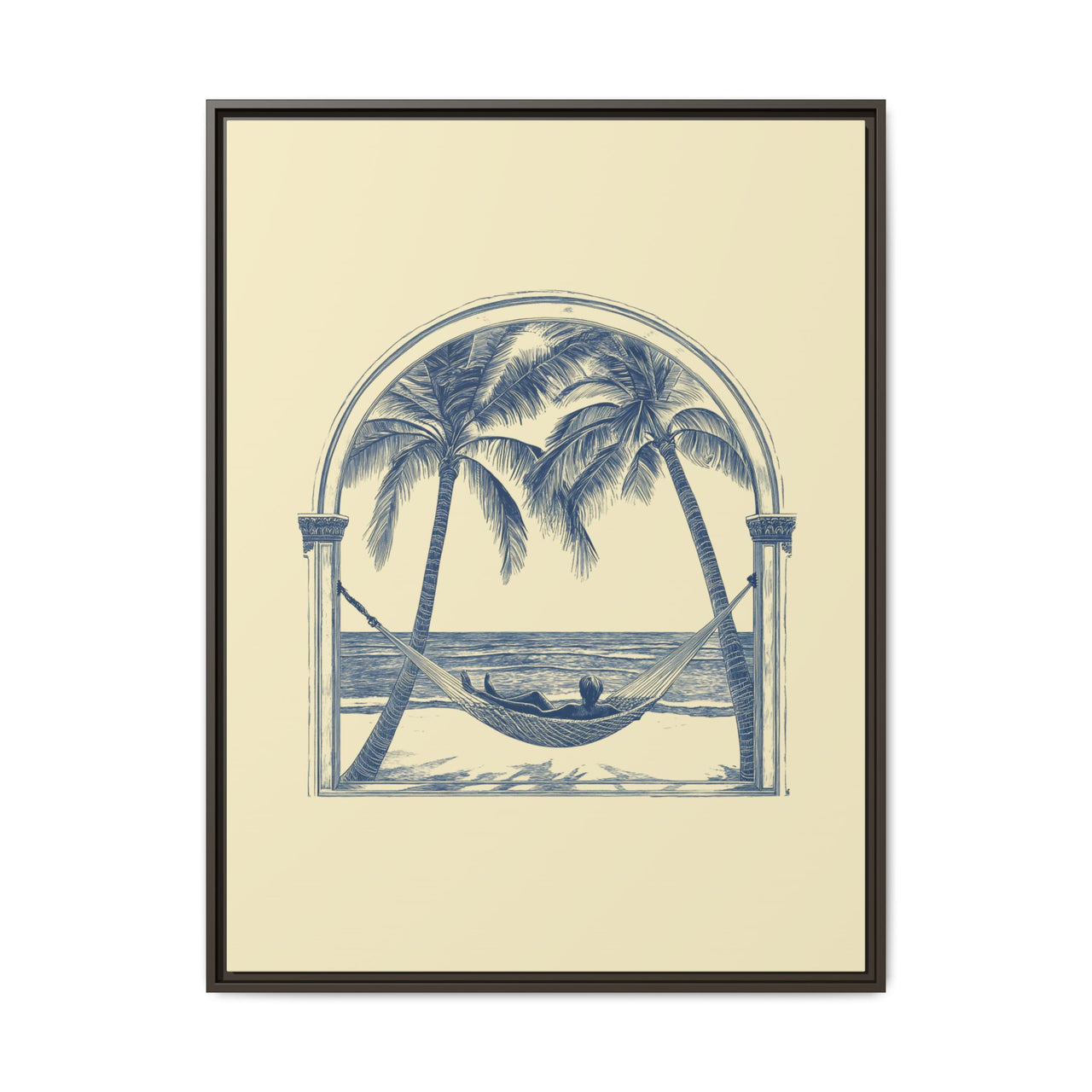 Palm Retreat Hammock Canvas Wall Art with Frame