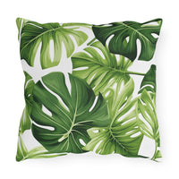 Thumbnail for Pillow with green leaf pattern on a white background