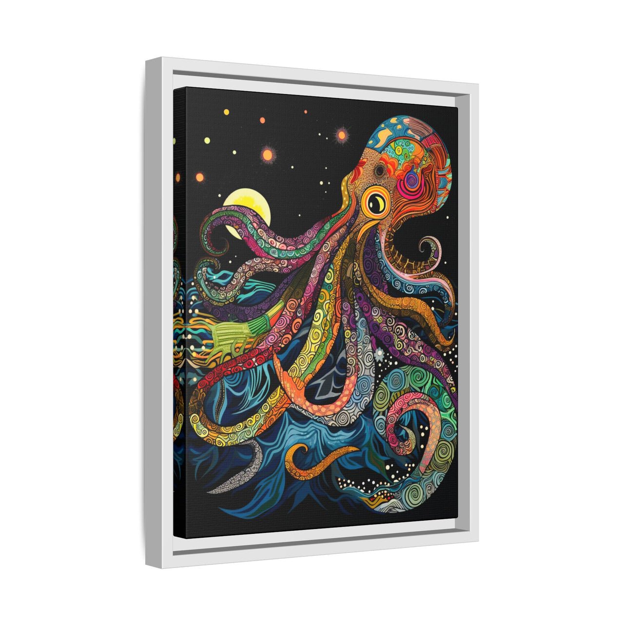 Midnight Depths Octopus Canvas Wall Art with Frame