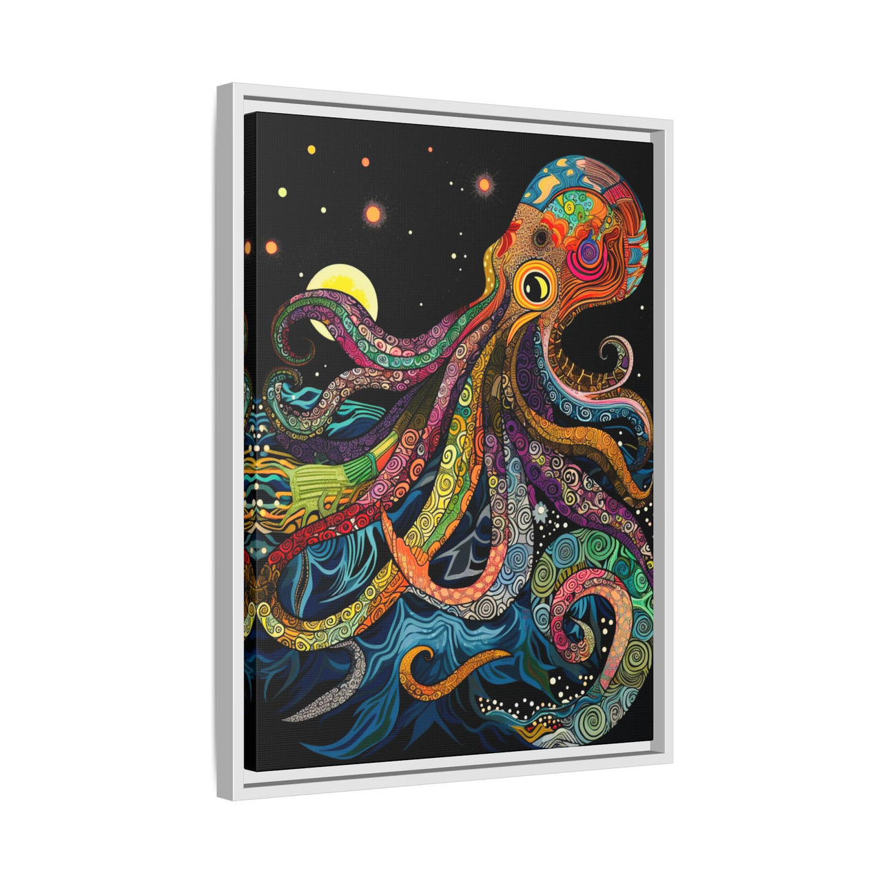 Midnight Depths Octopus Canvas Wall Art with Frame